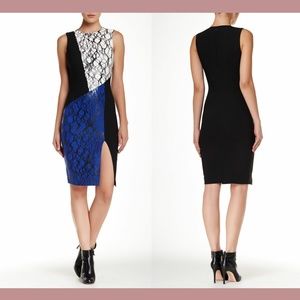 NEW $395 Elizabeth and James [ 8 ] Maris Foiled High Slit Sheath Dress‎